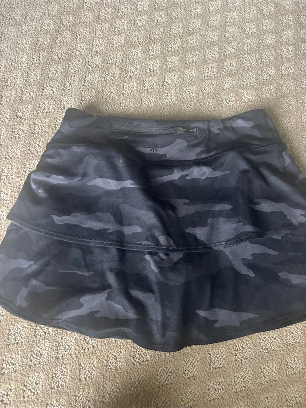 Athleta girls Black & Charcoal Camo Tiered Skort